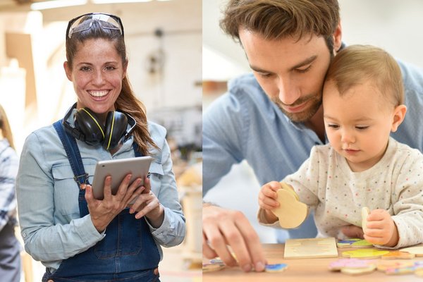 Technikerin und Erzieher. Fotos: Adobe Stock