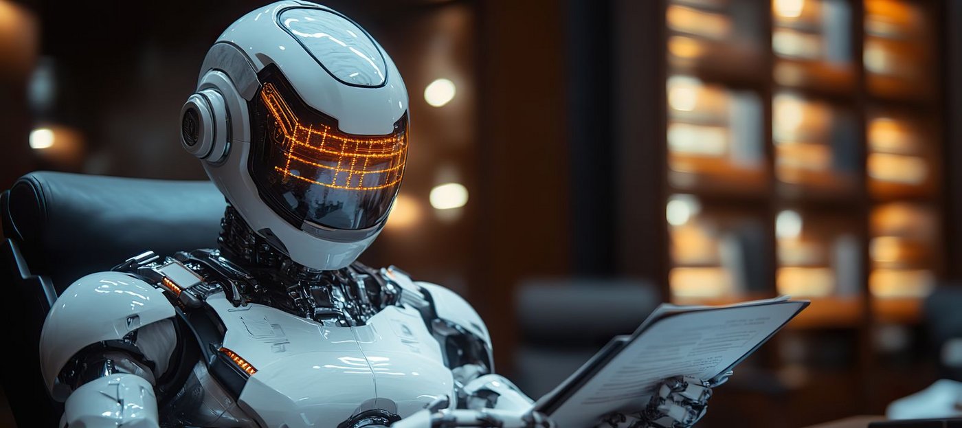 Roboter an Tablet. Foto: Adobe Stock
